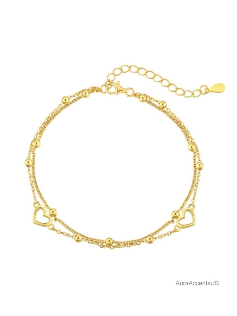 14K Gold Heart Bracelet Women Infinity Double Layer Chain Crystal Link Bracelet